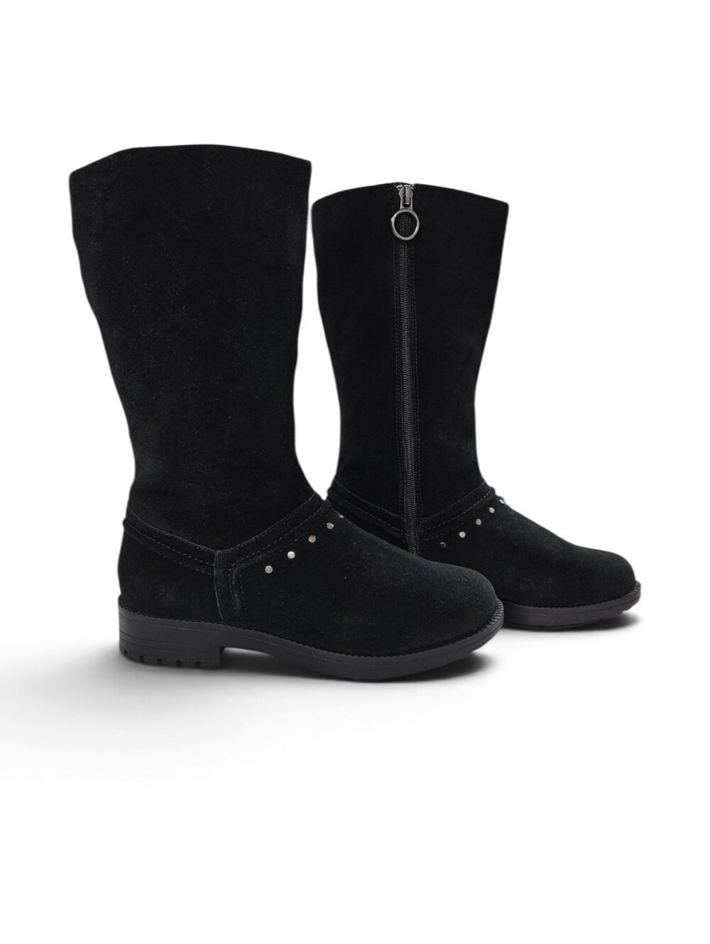 REVITALIGN Kennedy Rivet Mid Calf Moto Boots In Black Suede Size 9.5 Wide